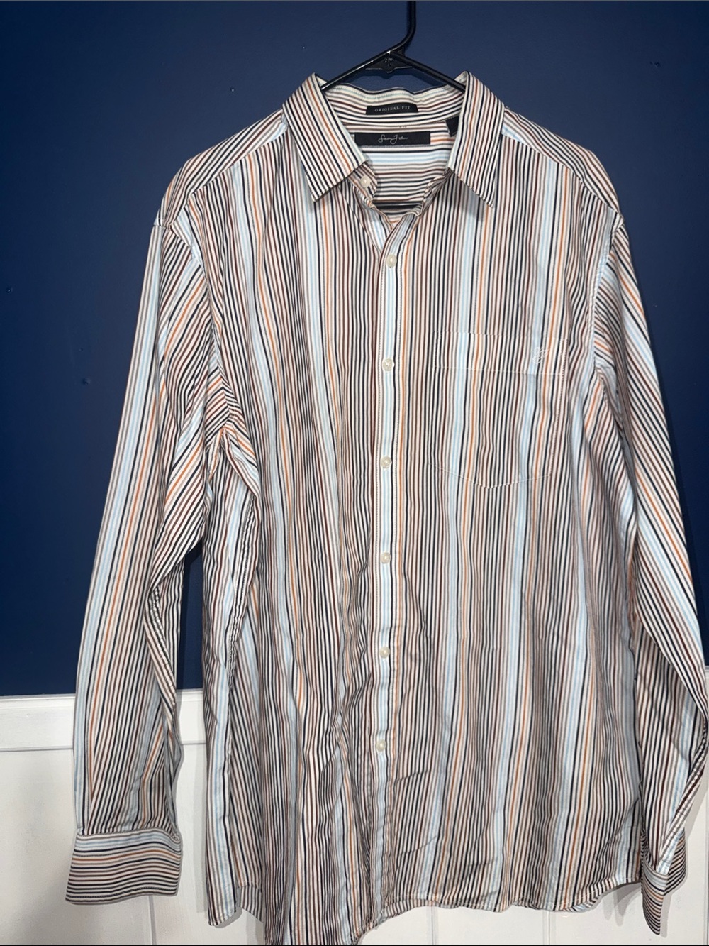Sean John Men's Long-Sleeve vertical Striped Dress Shirt - Sz XL